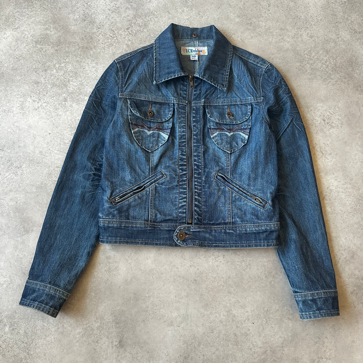 ICEblue Vintage Dark Wash Denim Jacket S
