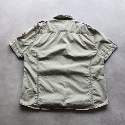 Scott NYC Short Sleeve Shirt – Utility Pockets, Button-Up, Beige (Man-XXL)