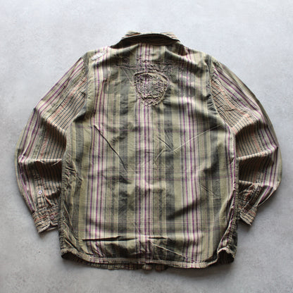 Oxbow Vintage Button-Up Shirt – Plaid Pattern, Front Pocket, Casual Style (Man-S)