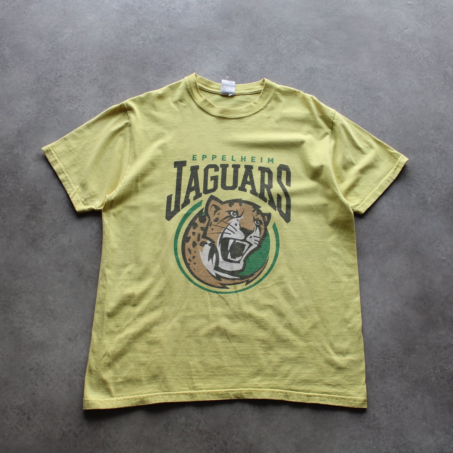 Russell Athletic T-Shirt – Yellow Eppelheim Jaguars Graphic Print (Man-M)