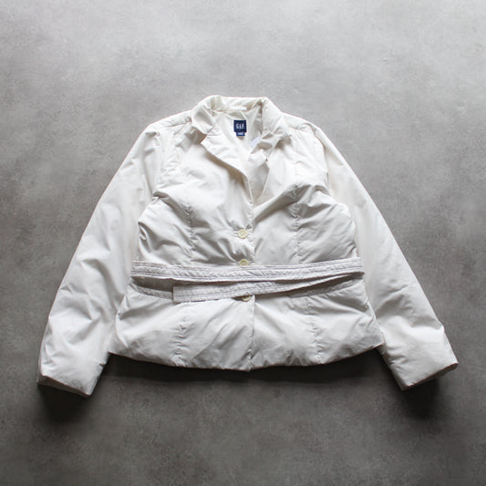 GAP Padded Jacket with Belt – White, Lightweight (Woman-L)