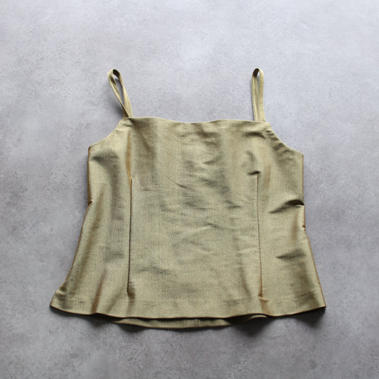 Vintage Gold Spaghetti Strap Top – Elegant Minimalist (Woman-L)