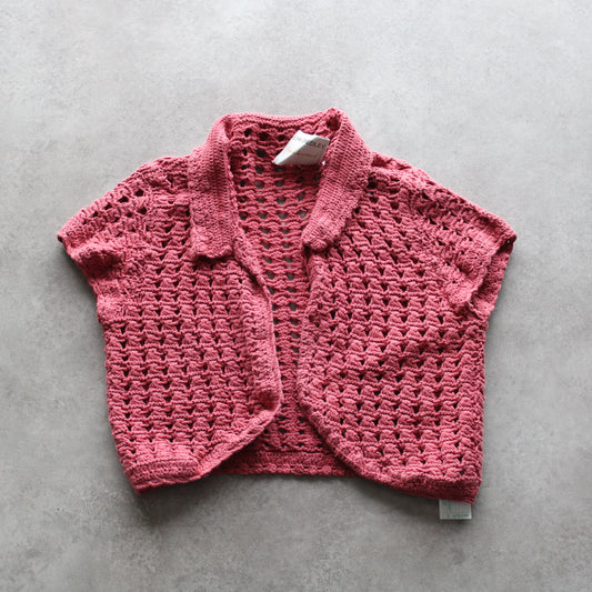 John Smedley Crochet Knit Bolero – Pink, Short Sleeve (Woman-M)