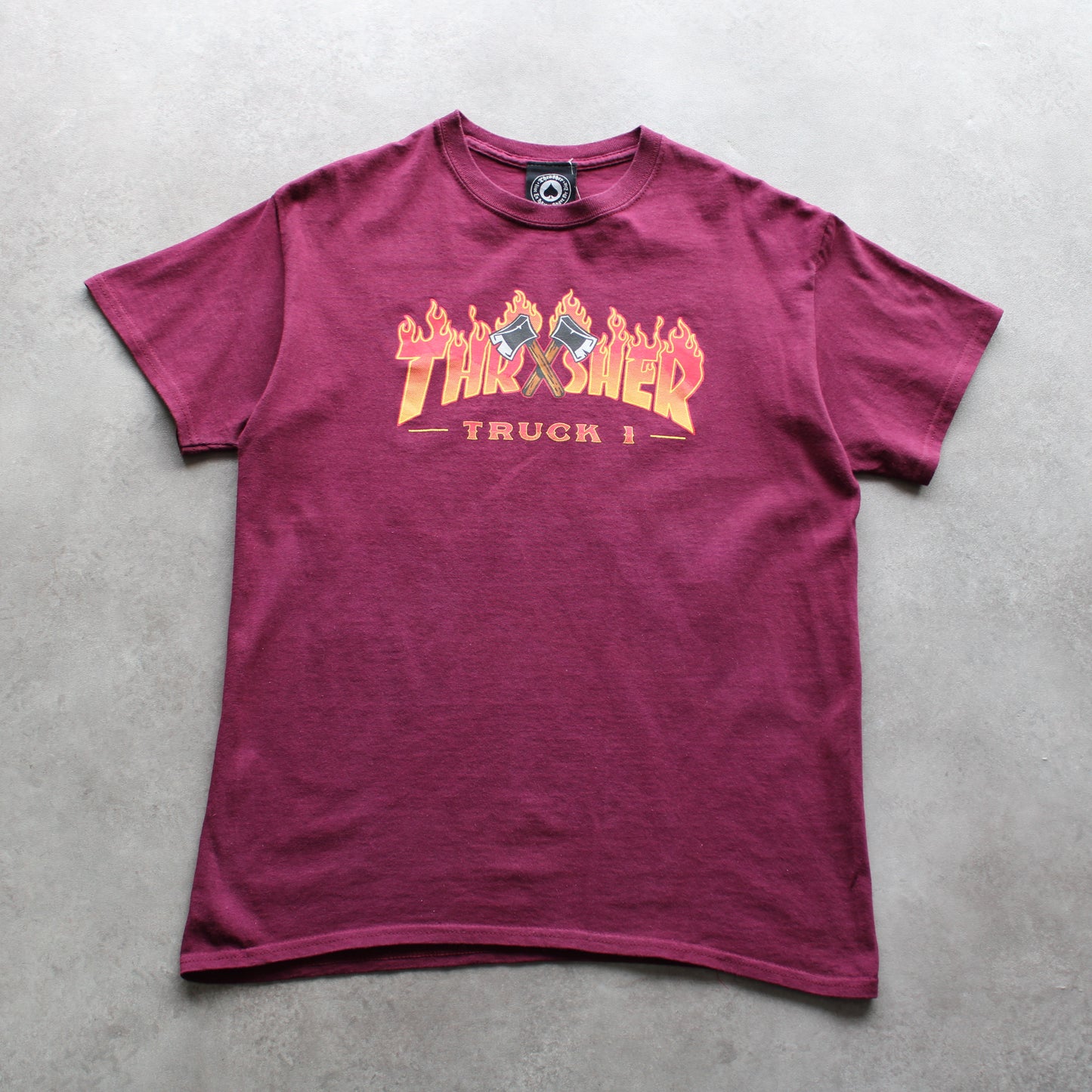 Thrasher Flame Logo Burgundy T-Shirt (Man-L)