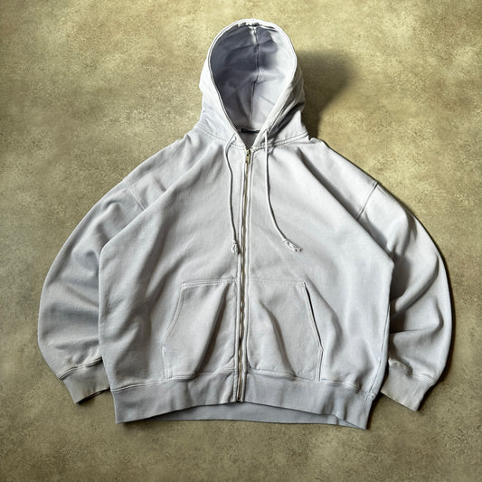 Brandy Melville Light Grey Plain Full-Zip Hoodie XL
