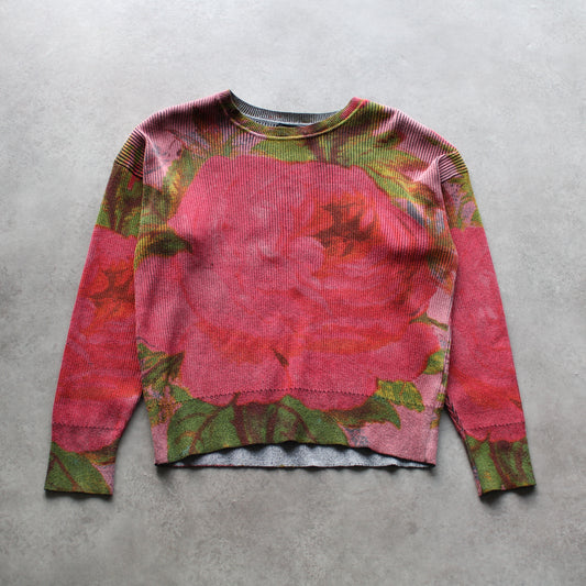Desigual Floral Knit Sweater – Bold Pink & Green Pattern (Woman-M)