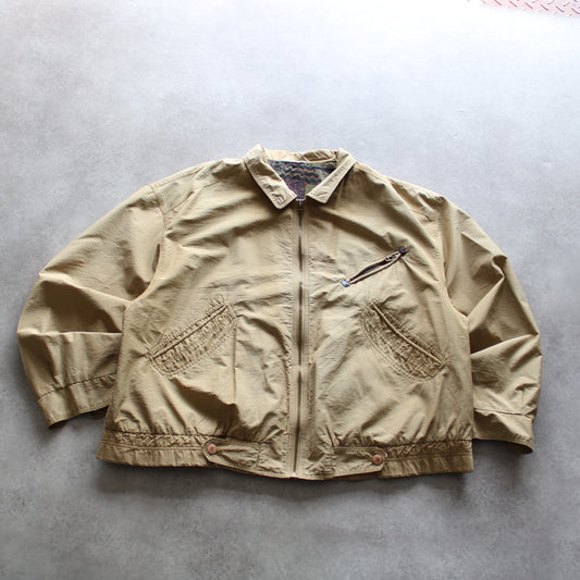 Vintage Beige Harrington Jacket – Classic Zip-Up Style (Man-XL)