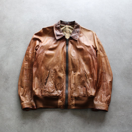 Malungs Vintage Leather Jacket – Brown Distressed Bomber (Man-M)