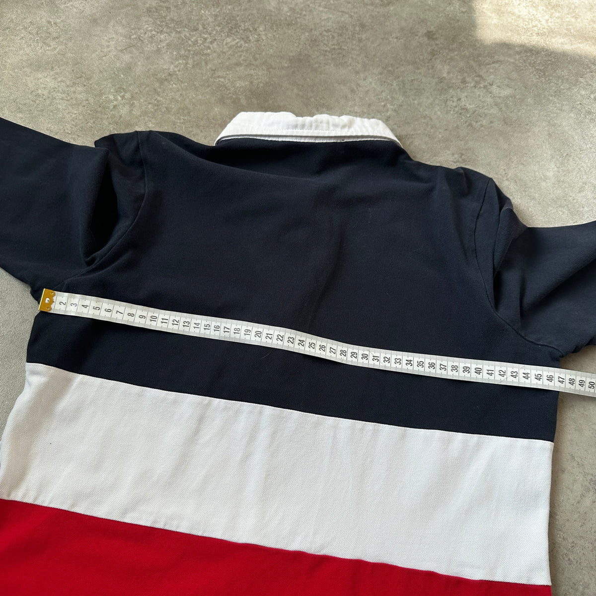 Tommy Hilfiger Navy, White & Red Colorblock Rugby Polo M