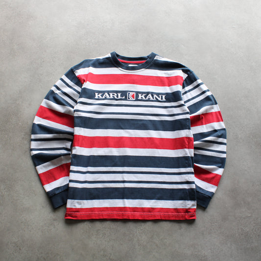 Karl Kani Striped Logo Long Sleeve – Red/Navy/White (Man-S)