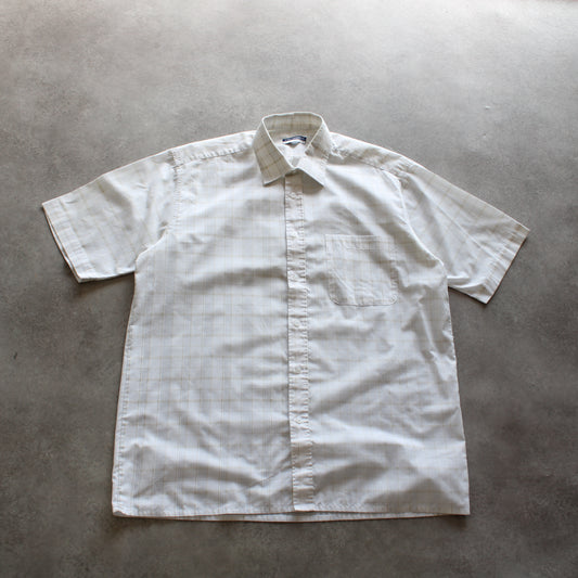 Tom Hagan Checked Short Sleeve Shirt – White/Beige (Man-XL)