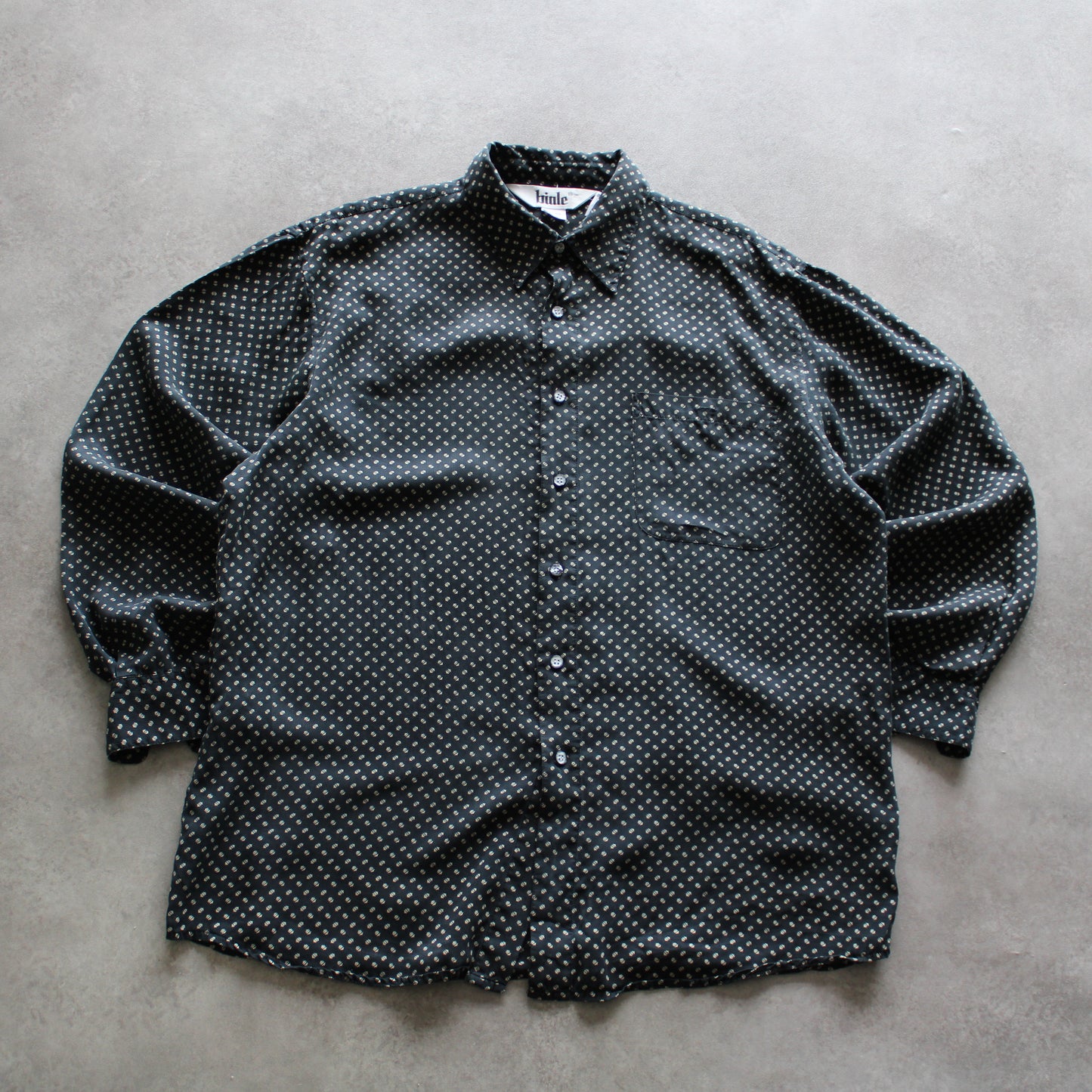 Biale Patterned Button-Up Shirt – Black/White (Man-L)