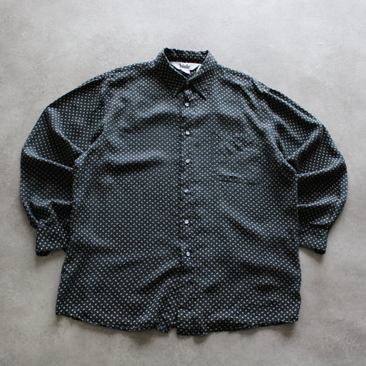 Biale Patterned Button-Up Shirt – Black/White (Man-L)