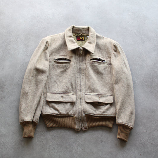 Modern Style Wool Bomber Jacket – Beige (Man-S)