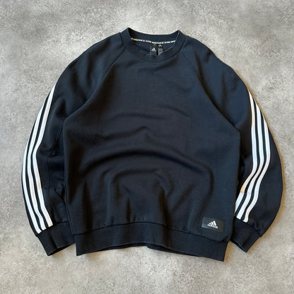 Adidas Black Three Stripe Crewneck M