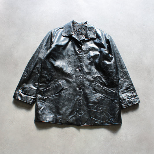 Vintage Faux Leather Jacket – Black (Man-L)