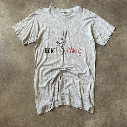 Screen Stars Grey "Don't Panic" Graphic T-Shirt M