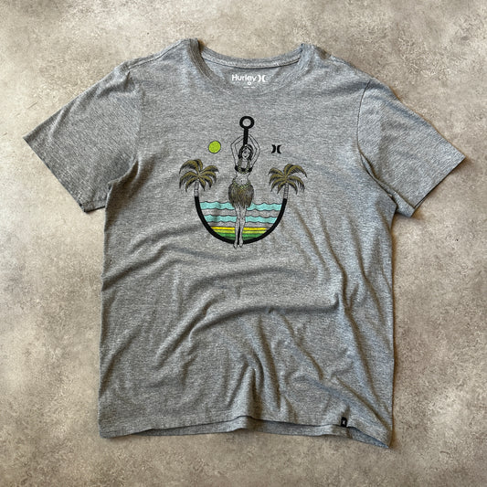 Hurley Grey Hula Girl Graphic T-Shirt M
