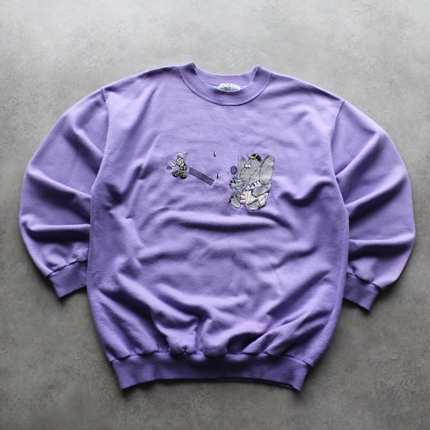 Jetset Vintage Sweatshirt – Purple Embroidered Elephant Design (Man-L)
