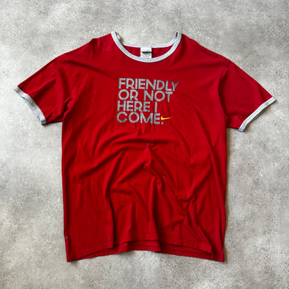Nike Red "Friendly Or Not Here I Come" Ringer T-Shirt XXL