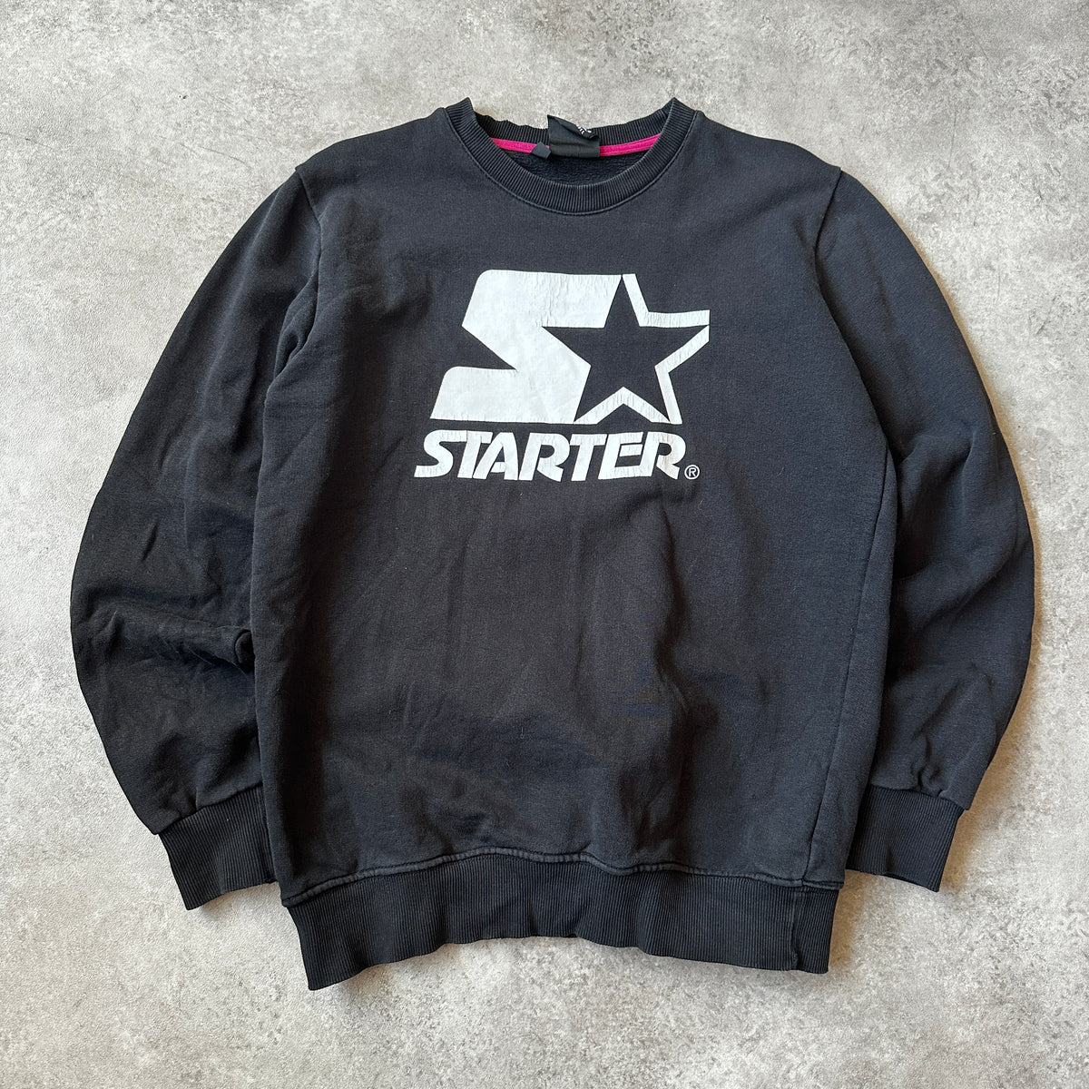 Starter Black Big Front Logo Crewneck M