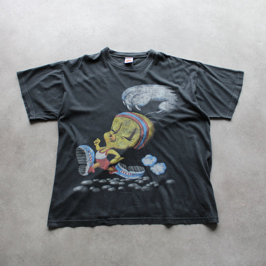 Looney Tunes Vintage Tweety Runner Tee – Black (Man-XL)