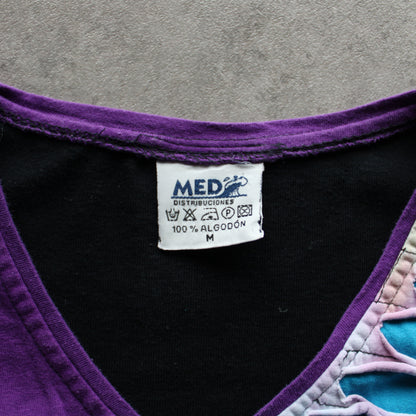 Med Boho Floral Patchwork Top – Blue Purple (Woman-M)