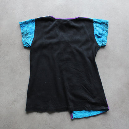 Med Boho Floral Patchwork Top – Blue Purple (Woman-M)