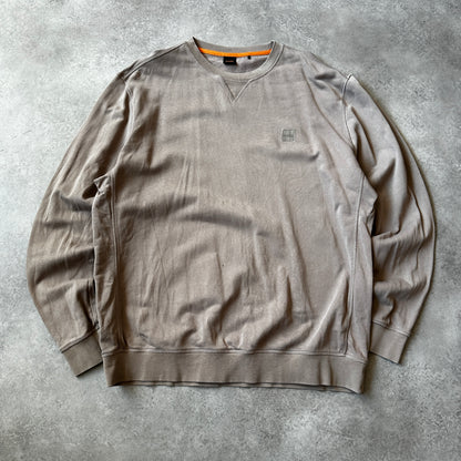 Boss Taupe Small Chest Patch Logo Crewneck XXL