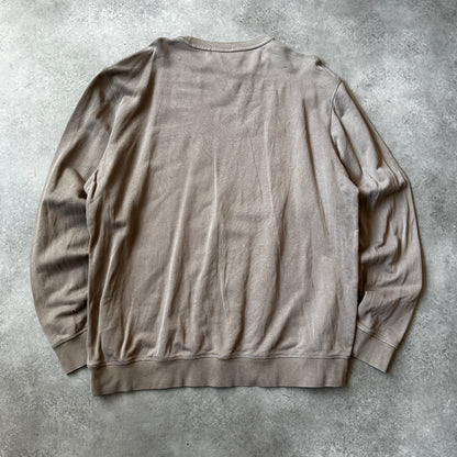 Boss Taupe Small Chest Patch Logo Crewneck XXL