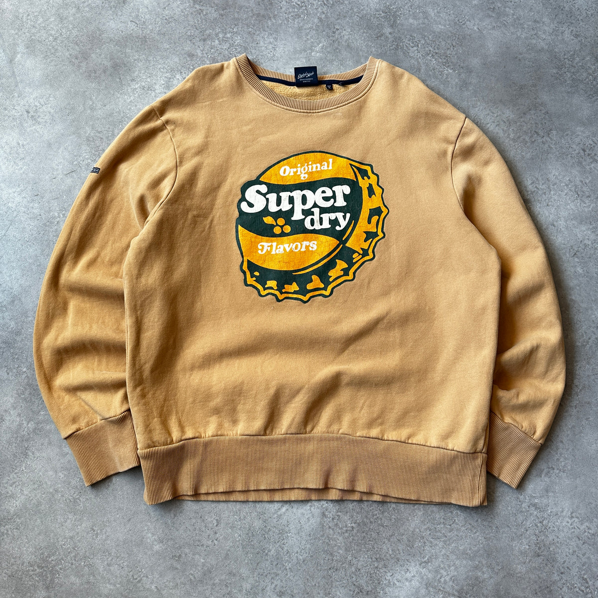 Superdry Mustard Yellow Bottle Cap Graphic Crewneck XXL