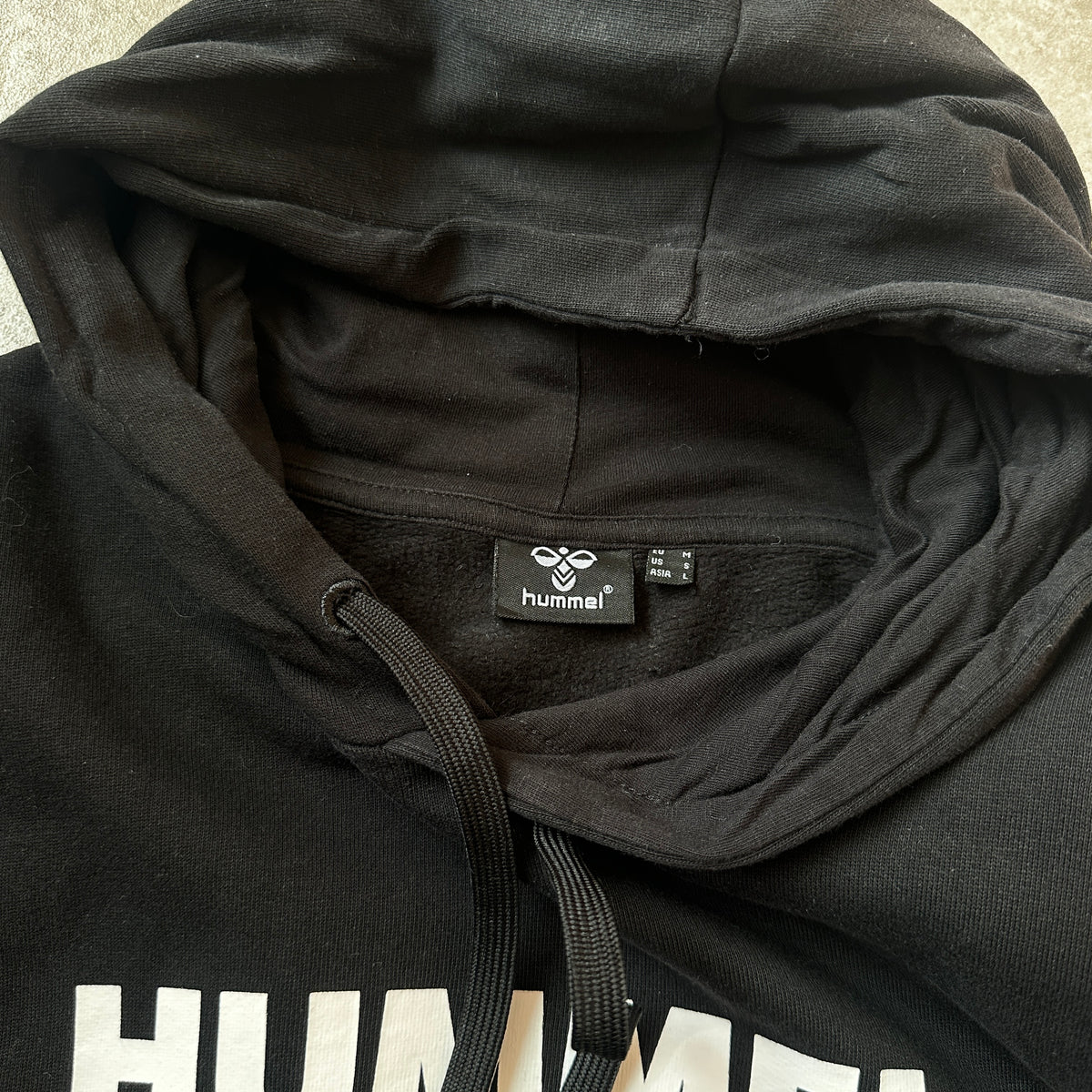 Hummel Black Front & Sleeve Logo Hoodie M