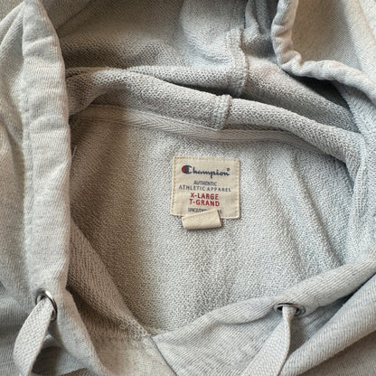 Champion Grey Outlined Script Logo Hoodie XL