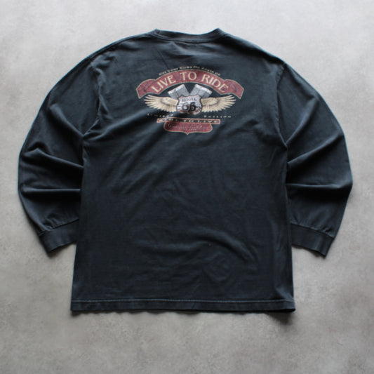 Route 66 “Live to Ride” Vintage Long Sleeve Tee – Black (Man-L)