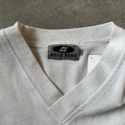 Billy Dean White & Black Striped Toweling V-Neck T-Shirt XXL