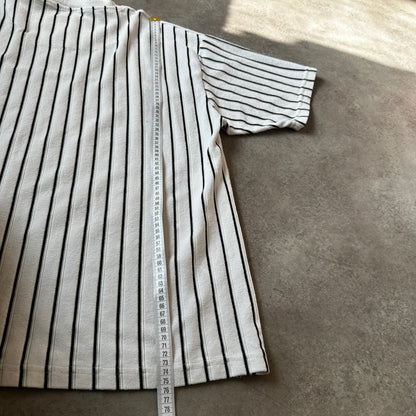 Billy Dean White & Black Striped Toweling V-Neck T-Shirt XXL