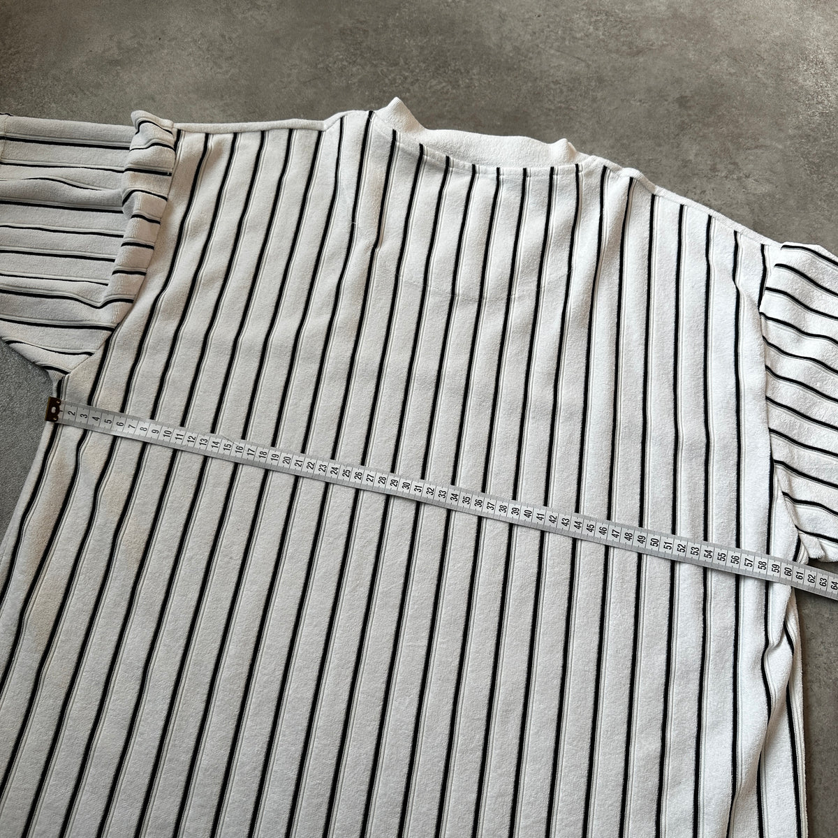 Billy Dean White & Black Striped Toweling V-Neck T-Shirt XXL