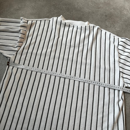 Billy Dean White & Black Striped Toweling V-Neck T-Shirt XXL