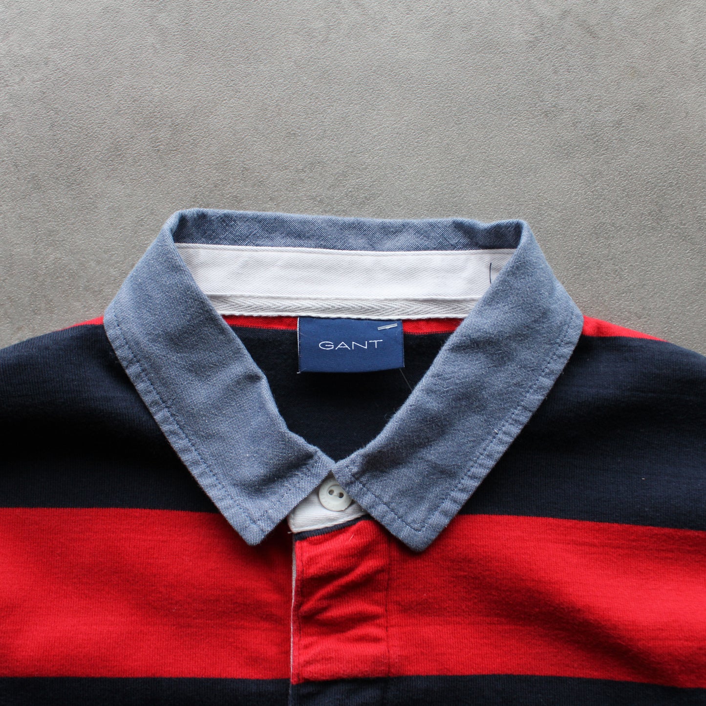 GANT Vintage Rugby Shirt – Red & Navy Striped (Man-M)