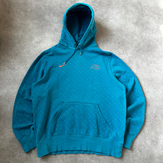 Nike Teal Patterned Swoosh Hoodie L