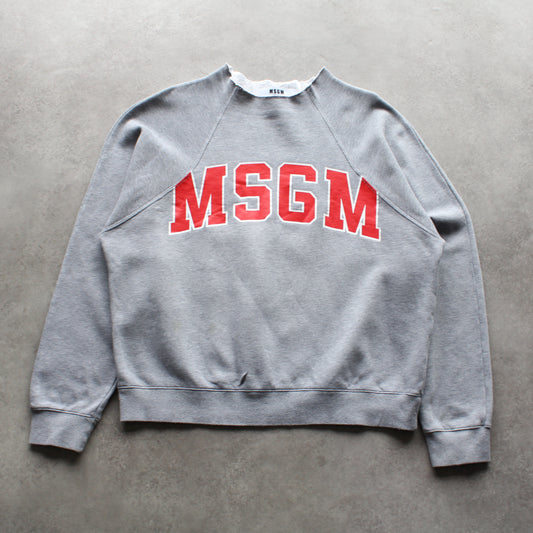 MSGM College Logo Sweatshirt – Grey & Red (Woman-L)