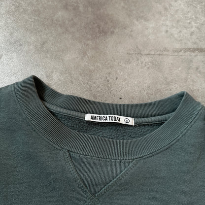America Today Faded Green "New York City" Graphic Crewneck S
