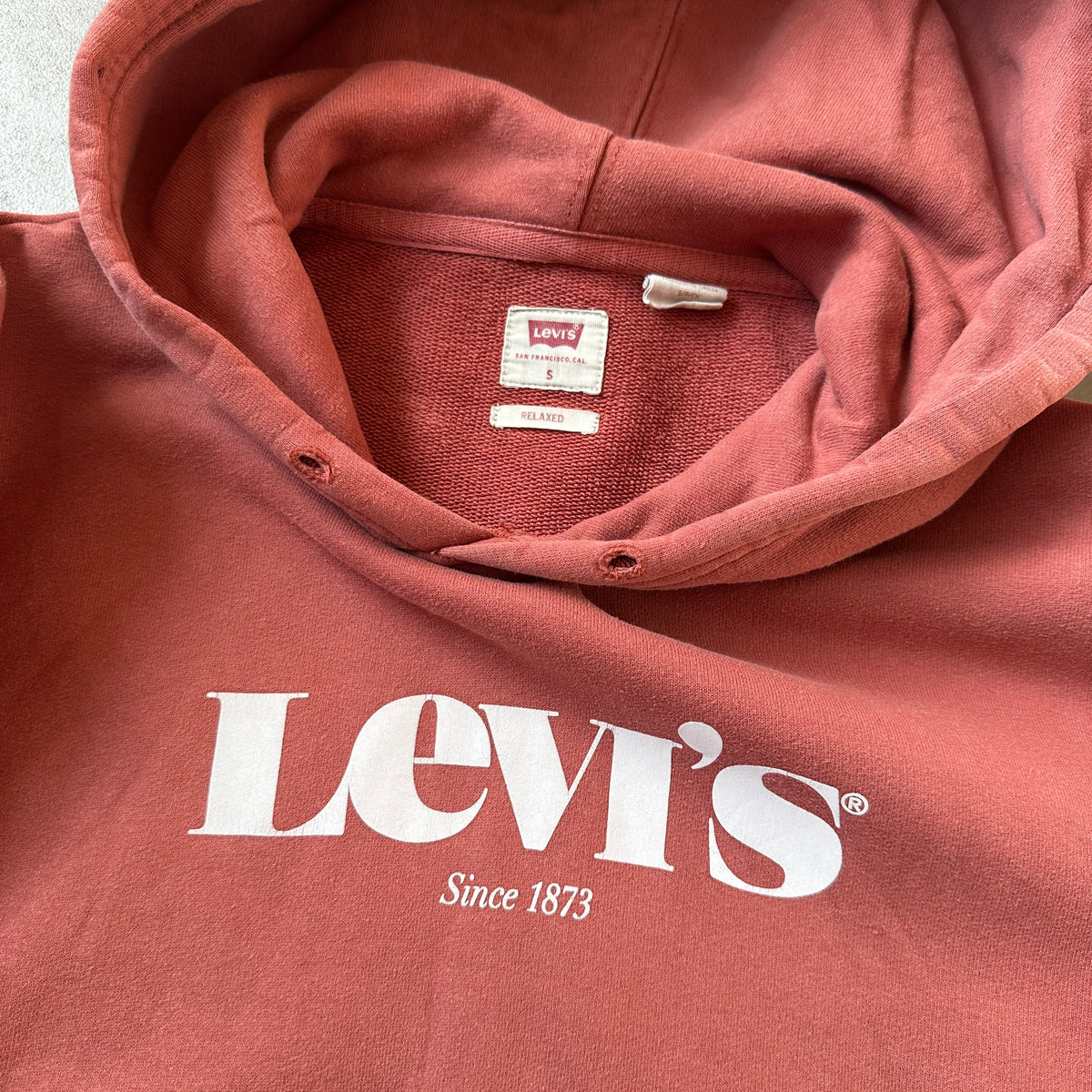 Levi's Rust Red Front Script Logo Hoodie S