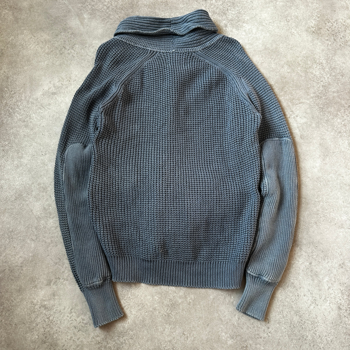 Replay Blue Knit Button-Up Shawl Collar Cardigan M