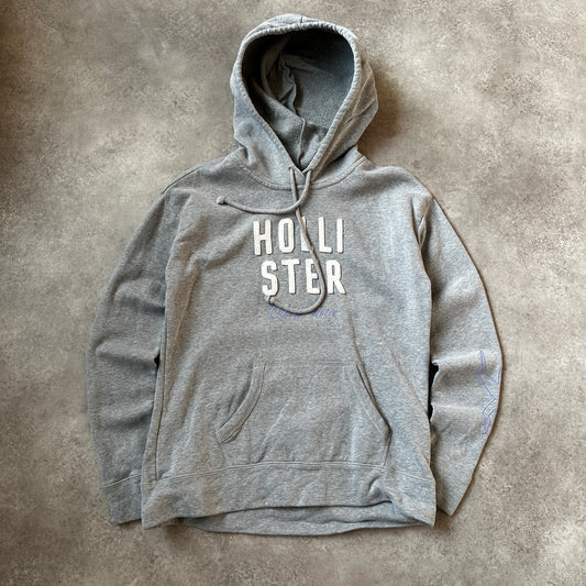 Hollister Grey Stacked Logo Hoodie M