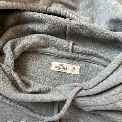 Hollister Grey Stacked Logo Hoodie M