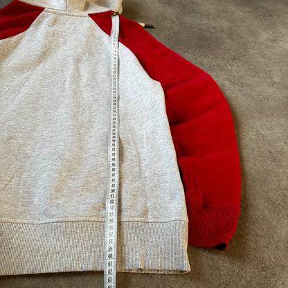 Superdry Light Grey & Red Raglan Sleeve Hoodie M