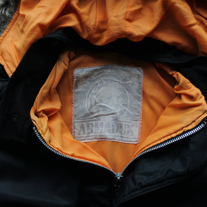 Armaduk Vintage Bomber Jacket with Fur Hood – Black (Man-L)