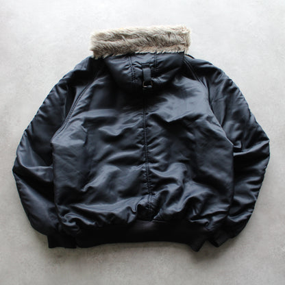 Armaduk Vintage Bomber Jacket with Fur Hood – Black (Man-L)