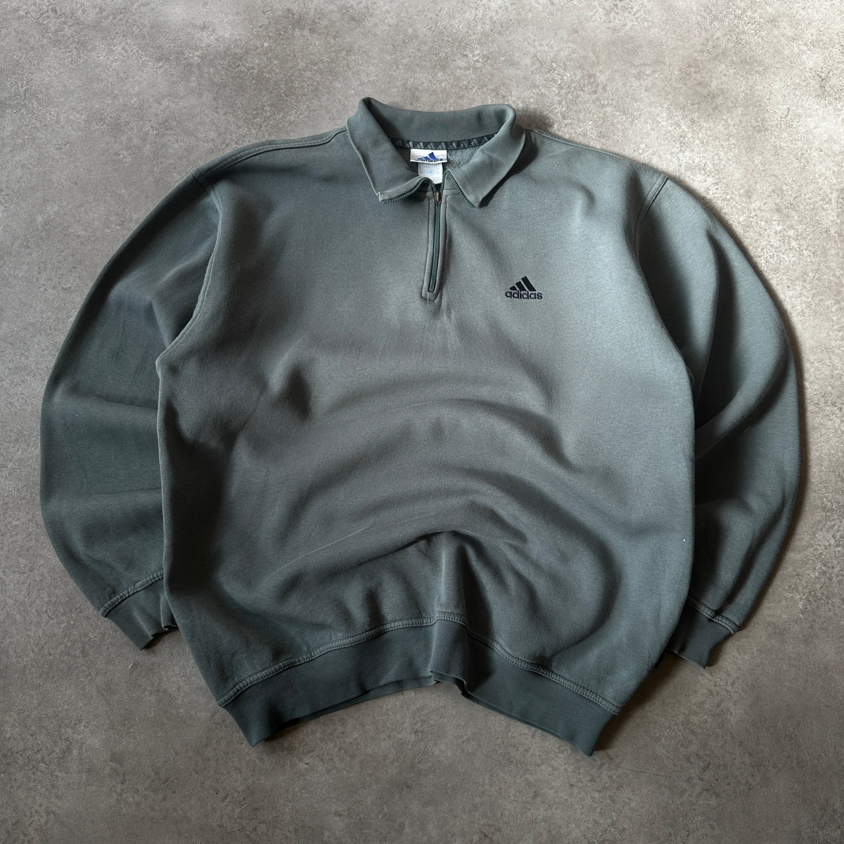 Adidas Sage Green Small Chest Logo 1/4 Zip Sweatshirt L